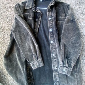 Black Textured Corduroy Shacket